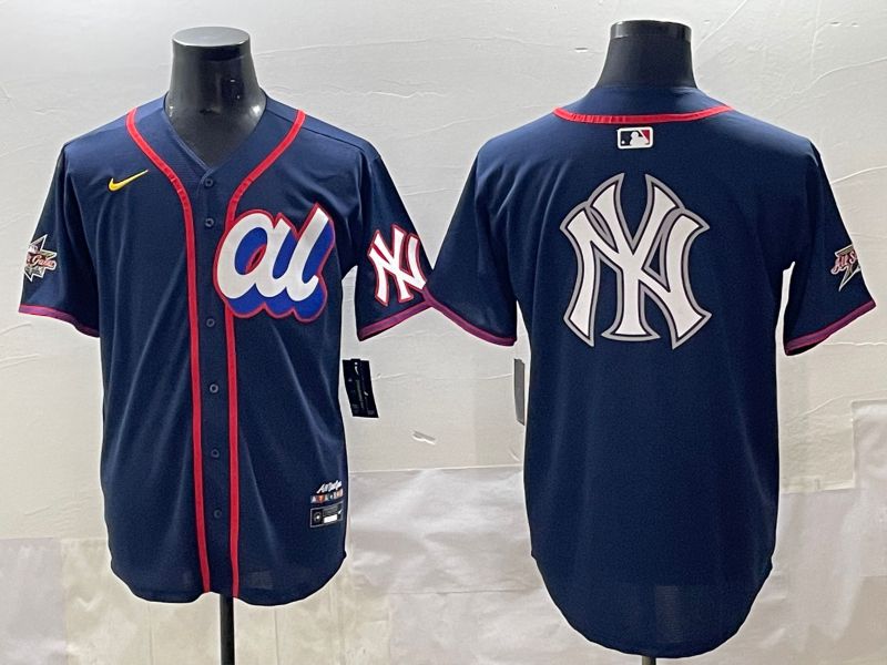 Men 2025 New York Yankees Blank Drak Blue All star Blank Blue Nike MLB Jersey style 13